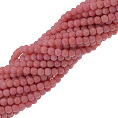 200 Czech 4mm Pressed Glass Round Beads Opaque Strawberries and Cream (72240)