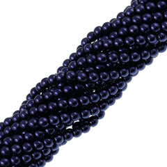100 Czech 4mm Round Royal Purple Glass Pearl Coat Beads