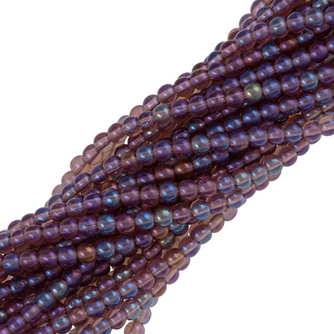 2mm Round Glass Beads Milky Amethyst Luster Iris (Qty: 50) - Jill