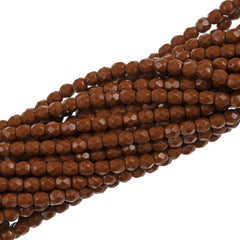 100 Czech Fire Polished 4mm Round Bead Umber (13610)