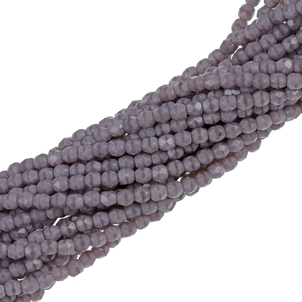 100 Czech Fire Polished 4mm Round Bead Lavender Coral (24010)