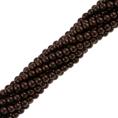 100 Czech 4mm Round Chocolate Glass Pearl Coat Beads