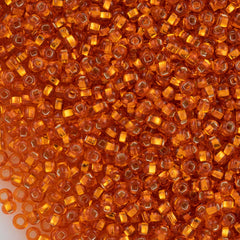 Czech Seed Bead 6/0 Silver Lined Orange 2-inch Tube (97030)