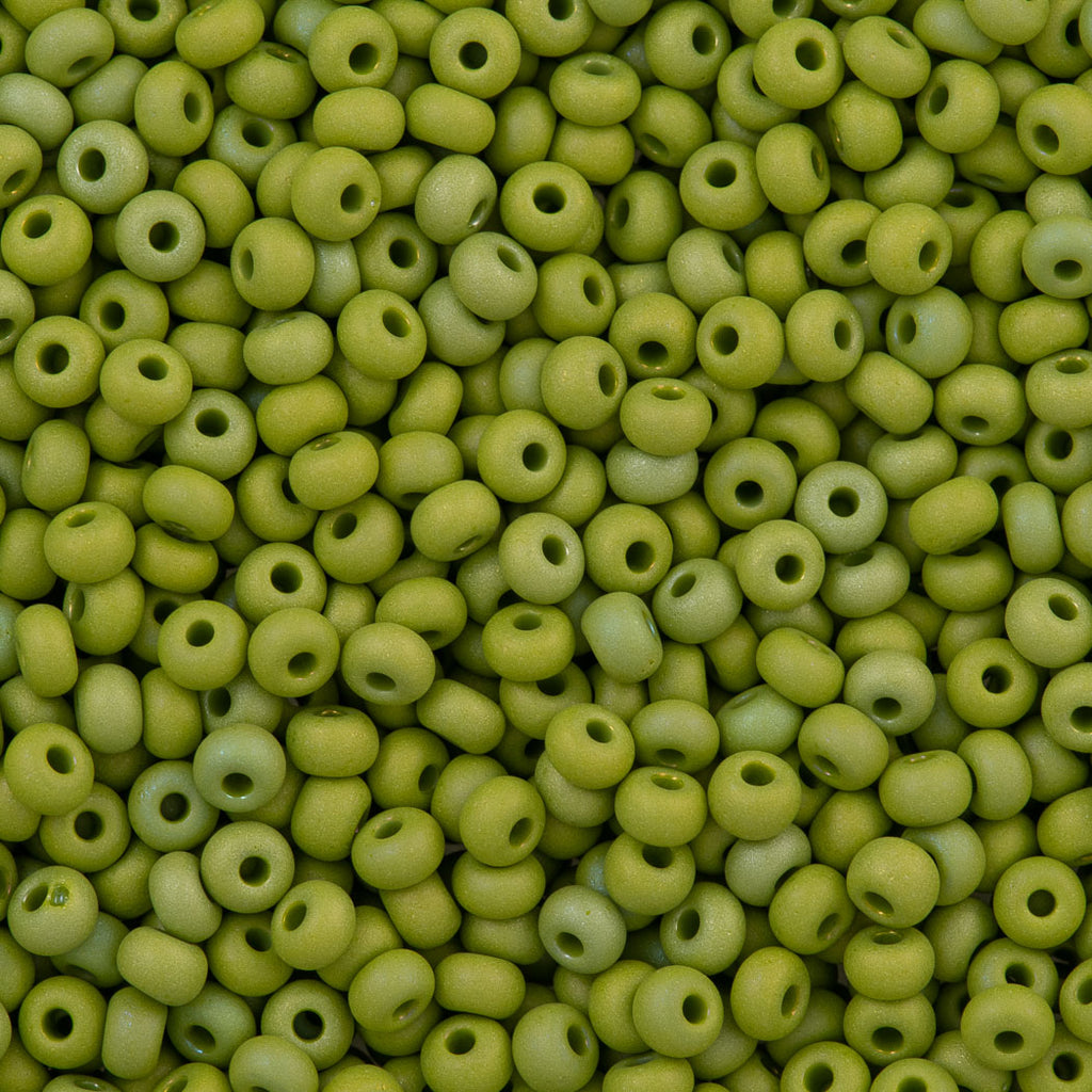 Czech Seed Bead 6/0 Matte Olive Green AB 2-inch Tube (54430M)