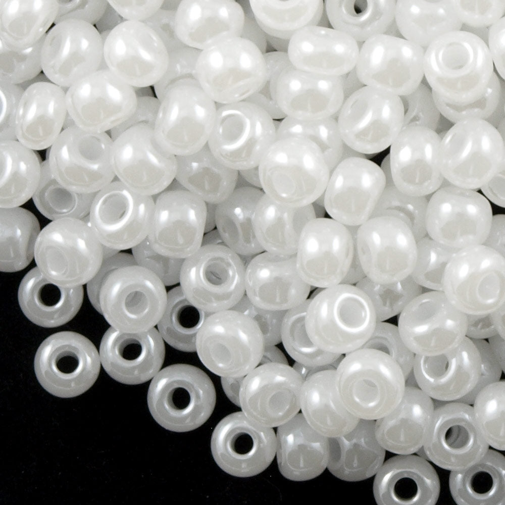 Czech Round Seed Beads, Glass - Opaque White, Choose Size