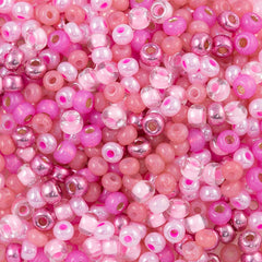 Czech Seed Bead 6/0 Hot Pink Mega Mix 2-inch Tube (MIX36)