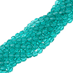 50 Czech Fire Polished 6mm Round Bead Pearl Coat Teal (03550G)