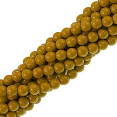 100 Czech 6mm Pressed Glass Round Goldenrod Beads (13740)