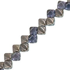40 Czech Glass 6mm Two Hole Silky Beads Alexandrite Chrome (20210CH)