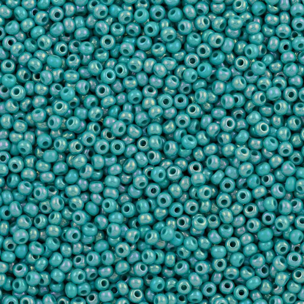Czech Seed Bead 8/0 Opaque Green Turquoise AB 2-inch Tube (64130)