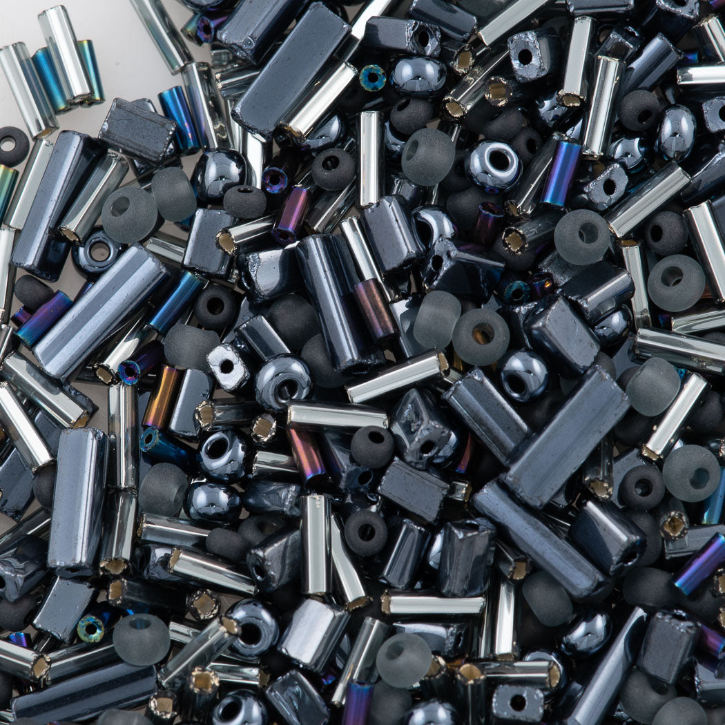 Czech Seed Bead Assorted Black Diamond Mix 20g Tube
