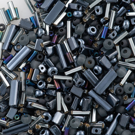Czech Seed Bead Assorted Black Diamond Mix 20g Tube