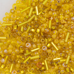 Czech Seed Bead Assorted Yellow Mix 20g Tube