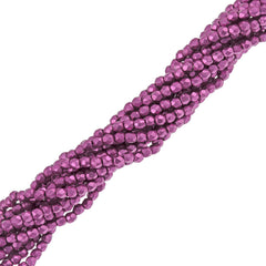 100 Czech Fire Polished 2mm Round Bead Saturated Metallic Pink Yarrow (77062)