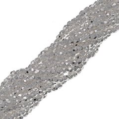 100 Czech Fire Polished 3mm Round Bead Silver Plated (00030SLP)