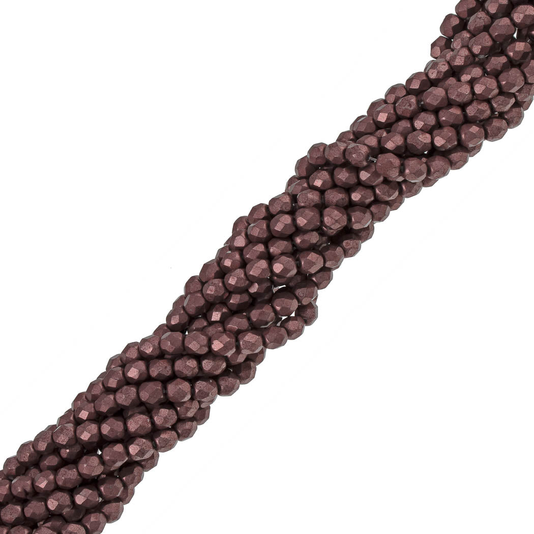 100 Czech Fire Polished 4mm Round Bead Saturated Metallic Butterum (04B04)
