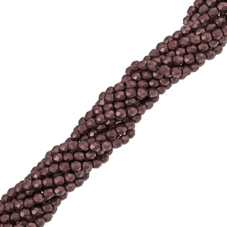100 Czech Fire Polished 4mm Round Bead Saturated Metallic Butterum (04B04)