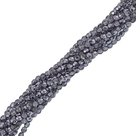 100 Czech Fire Polished 4mm Round Bead Mirror Lavender (97323)
