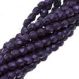 100 Czech Fire Polished 2mm Round Bead Metallic Suede Purple (79021)