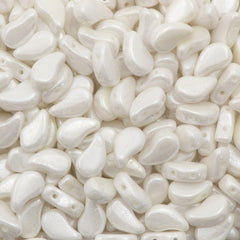 Paisley Duo 8x5mm Two Hole Bead White Luster 21g Tube (03000WL)