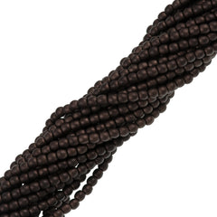 200 Czech 3mm Pressed Glass Round Beads Matte Dark Bronze (14415M)