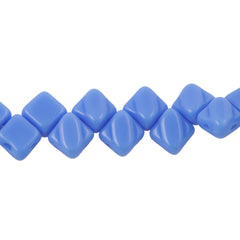 40 Czech Glass 6mm Two Hole Silky Beads Opaque Alabaster Blue (33100)