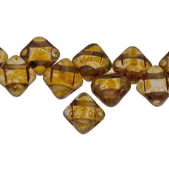 40 Czech Glass 6mm Two Hole Silky Beads Crystal Picasso (00030T)
