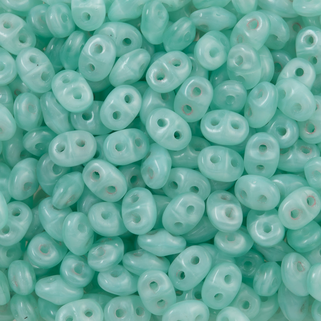 Super Duo 2x5mm Two Hole Beads Milky Peridot 22g Tube (61100)