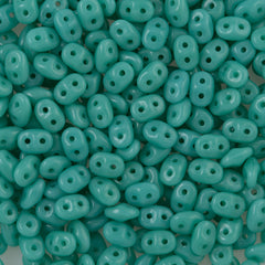 Super Duo 2x5mm Two Hole Beads Opaque Green Turquoise 22g Tube (63130)