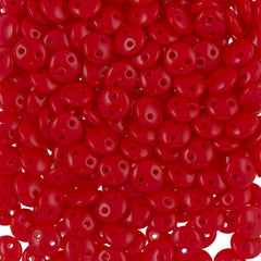 50 CzechMates 6mm Two Hole Lentil Opaque Red Beads (93200)