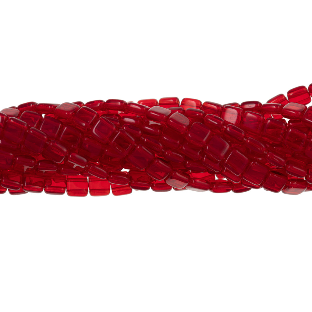 50 CzechMates 6mm Two Hole Tile Beads Siam Ruby (90080)
