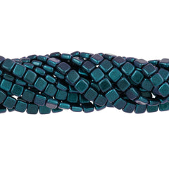 6mm 2-Hole Matte Iris Blue Tile Beads - 50pk - Off the Beaded Path