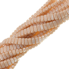 50 CzechMates 3x6mm Two Hole Brick Beads Opaque Champagne Luster (14413P)