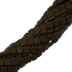 50 CzechMates 6mm Two Hole Tile Beads Matte Chocolate Brown (13720M)