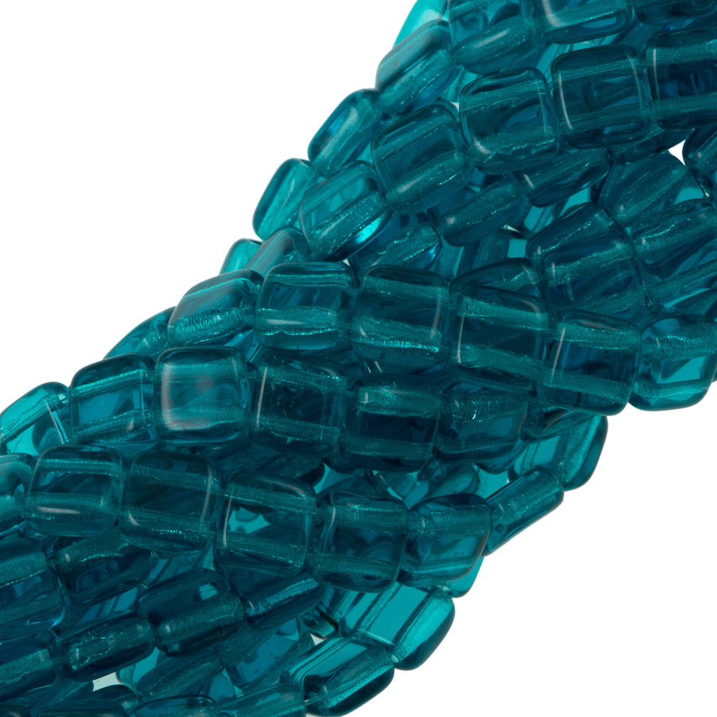 50 CzechMates 6mm Two Hole Tile Beads Teal (60150)