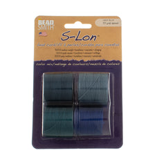 Deep Blue 4pc Mix S-Lon Bead Cord Mix 77 Yard Spool .5mm TEX 210