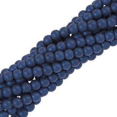 100 Czech 6mm Pressed Glass Round Beads Metallic Suede Blue (79031)