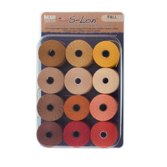 Fall 12pc Mix S-Lon Bead Cord Mix 77 Yard Spool .5mm TEX 210