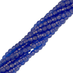 100 Czech Fire Polished 4mm Round Bead Gold Suede Sapphire (30050MSG)