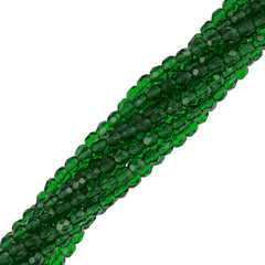 100 Czech Fire Polished 4mm Round Bead Green Emerald (50140)