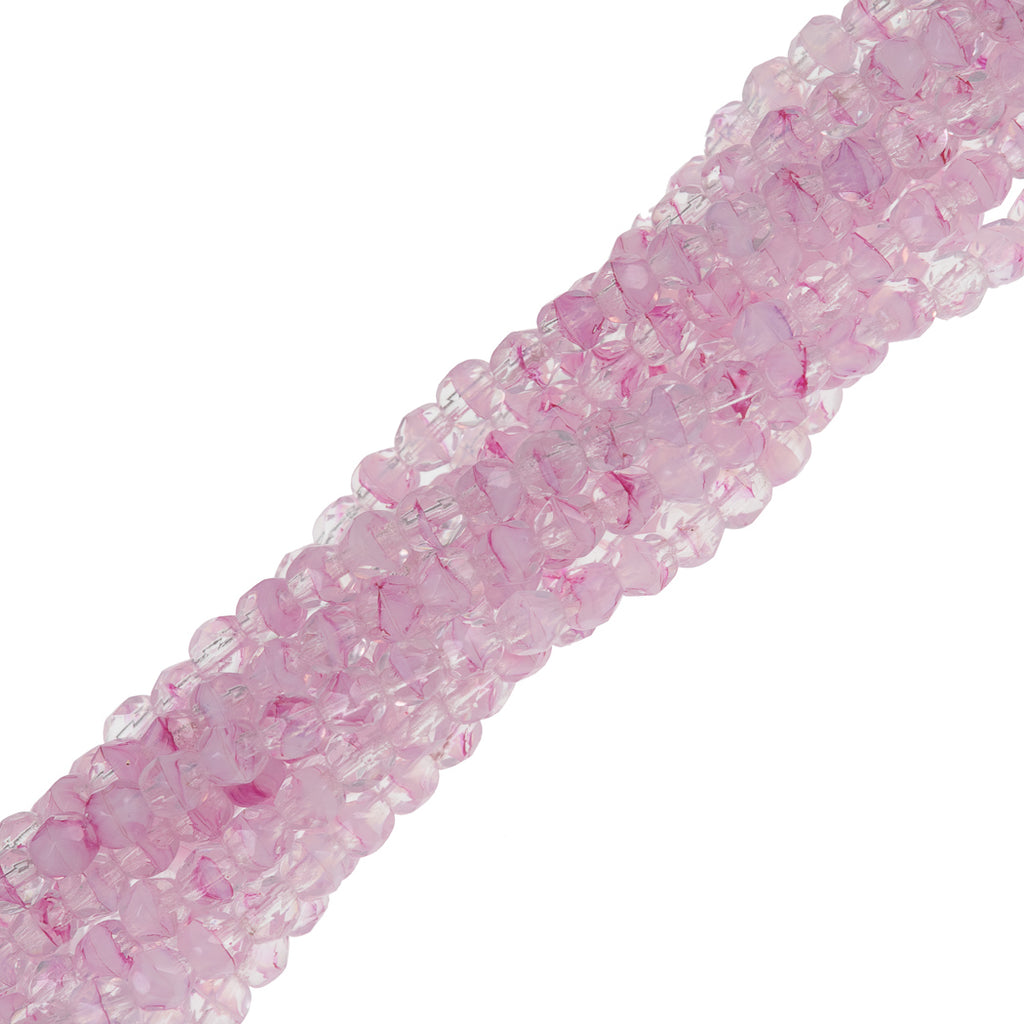 100 Czech Fire Polished 4mm Round Bead Crystal Pink (75016)