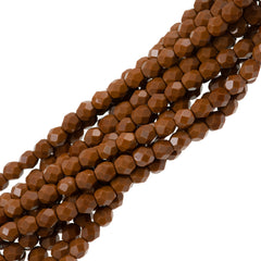 50 Czech Fire Polished 6mm Round Bead Umber (13610)