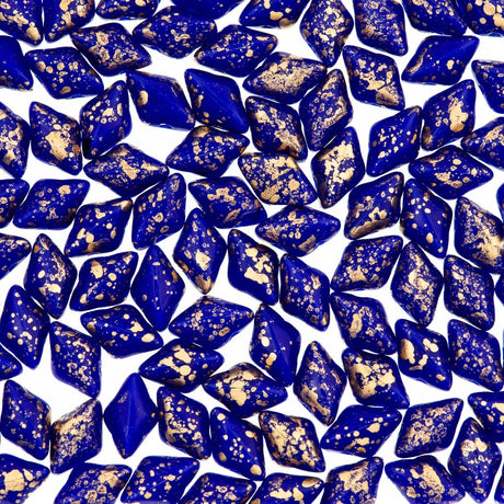 Gemduo Bead 8x5mm Gold Splash Royal Opaque 2-Inch Tube (33050GSP)