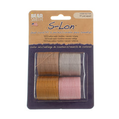 Honey Butter 4pc Mix S-Lon Bead Cord Mix 77 Yard Spool .5mm TEX 210