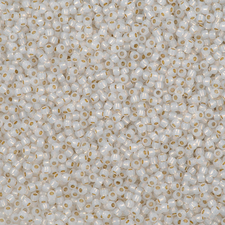 50g Toho Round Seed Bead 11/0 PermaFinish Translucent Silver Lined White (2100PF)