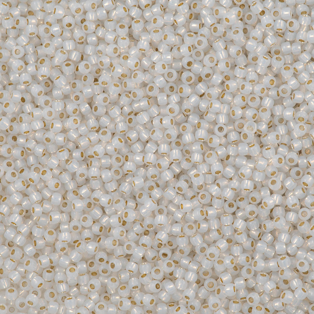 50g Toho Round Seed Bead 11/0 PermaFinish Translucent Silver Lined White (2100PF)