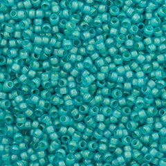 50g Toho Round Seed Bead 11/0 Inside Color Matte Aqua Light Jonquil Lined (954F)