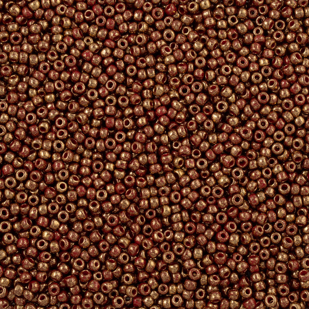 50g Toho Round Seed Bead 6/0 Gilded Marble Red (1708)