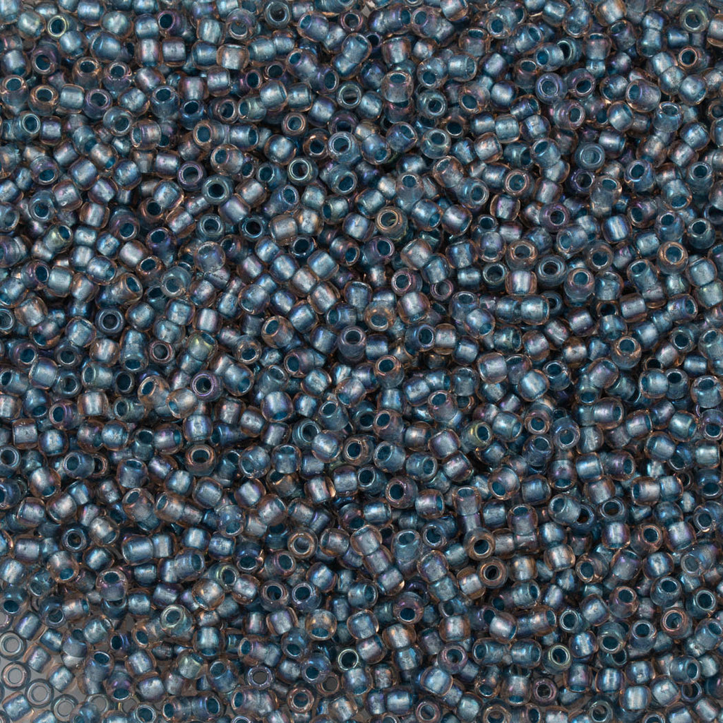 50g Toho Round Seed Beads 6/0 Honey Inside Color Lined Steel Blue (272)