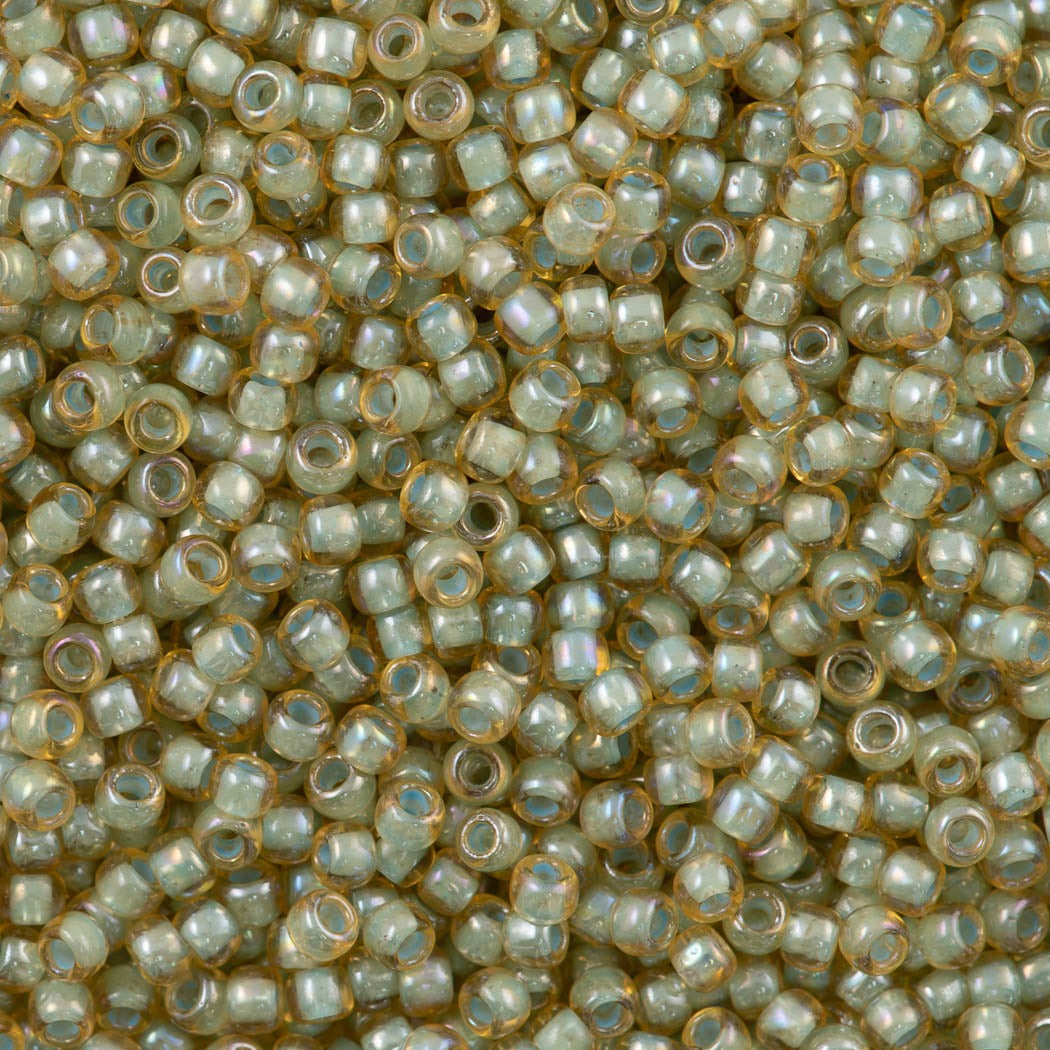 50g Toho Round Seed Bead 8/0 Inside Color Crystal Blue Mint Lined AB (1848)